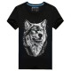 Men Cotton Blended 3D Printed Noctilucent Wolf Short Sleeve T-shirt