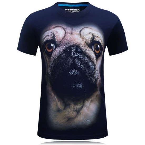 Mens 3D Animal Pattern Printing Plus Size Casual Personality Short Sleeve T-shirt