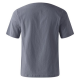 Men's Casual Cotton Linen Crew Neck Vintage T-shirt Summer Breathable Short Sleeve Neck Botton Tops