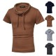 Mens Solid Color Piles Collar Fashion Casual Slim Short Sleeve T-shirt