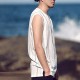 INCERUN Mens Faux Cotton Linen Sleeveless Crew Neck Striped Casual Tank Tops