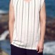 INCERUN Mens Faux Cotton Linen Sleeveless Crew Neck Striped Casual Tank Tops