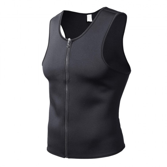 Men Neoprene Body Shaper Vest Muscle Workout Sport Zipper Tank Tops