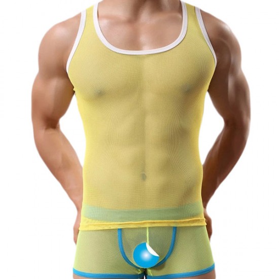 Summer Sexy Breathable Vest Tees Men's Transparent Gauze Tight Vest