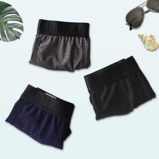 3 Pieces Ice Silk Mesh Breathable Lightweight Quick Dry Comfy Boxers Briefs for Men