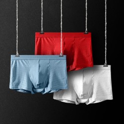3 Pieces Ice Silk Mesh Breathable U Convex Soft Comfy Boxer Briefs Underwear for Men