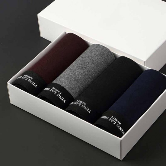 4 Pieces Cotton Comfy Breathable U Convex Boxer Briefs for Men