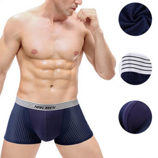 4 Pieces Ice Silk Mesh Breathable U Convex Soft Cool Boxer Briefs for Men