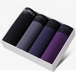4 Pieces Mens Breathable Solid Color Casual U Convex Boxer Underwear