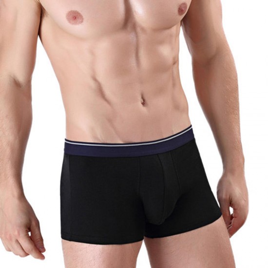 4 Pieces Mens Cotton Underwear Breathable Mid Rise U Convex Boxers