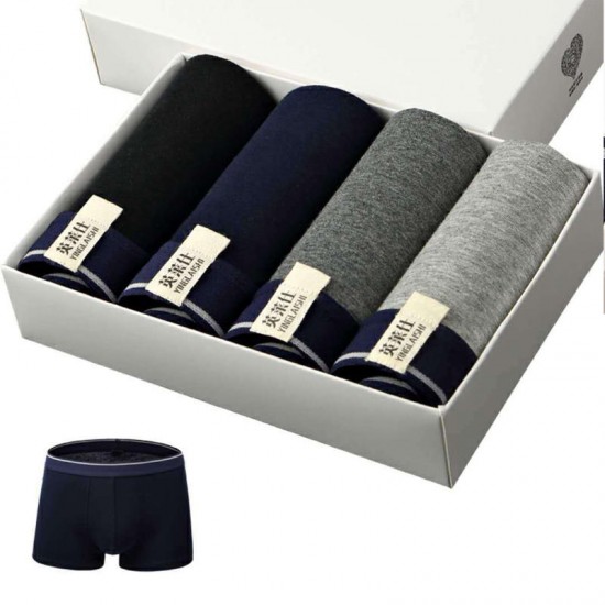 4 Pieces Mens Cotton Underwear Breathable Mid Rise U Convex Boxers 4 Pieces Mens Cotton Underwear Breathable Mid Rise U Convex Boxers