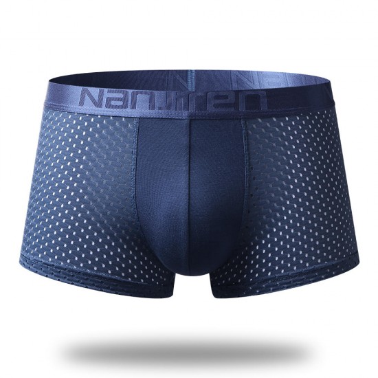 4 Pieces Mens Mesh Breathable U Convex Ice Silk Comfy Boxer Briefs