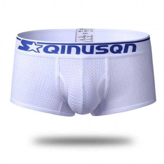 Men U Convex Pouch Ice Silk Mesh Breathable Low Waist Boxer Underwear