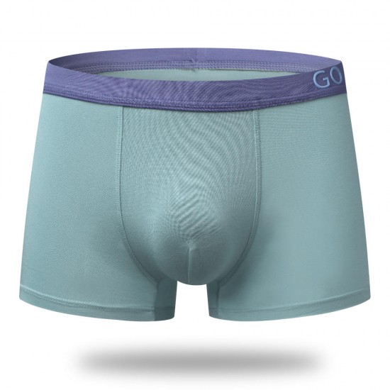 Mens Mid Rise Breathable U Convex Solid Color Boxers Underwear