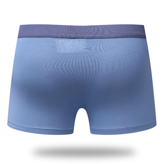 Mens Mid Rise Breathable U Convex Solid Color Boxers Underwear