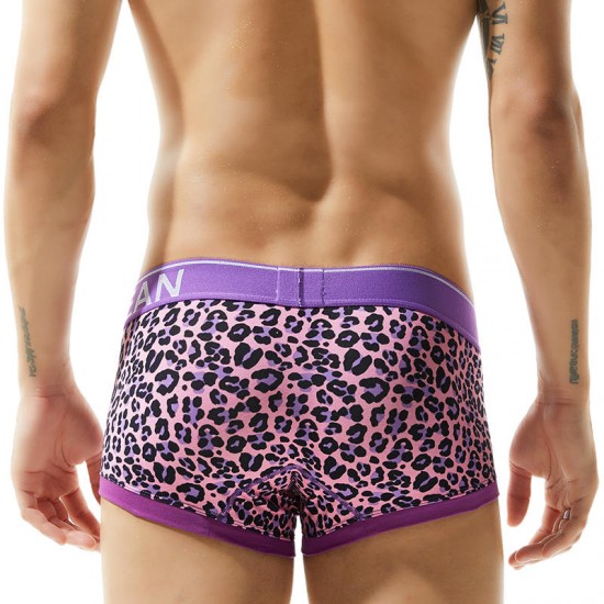 SEOBEAN Sexy Leopard Printing U Convex Comfy Breathable Mens Boxer Briefs