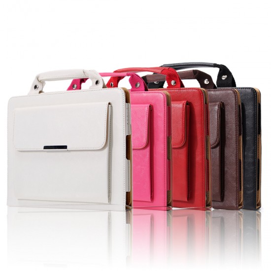 PU Leather Stand Case with Handle & Storage Compartment for iPad 2 3 4 - Perfect for Travel