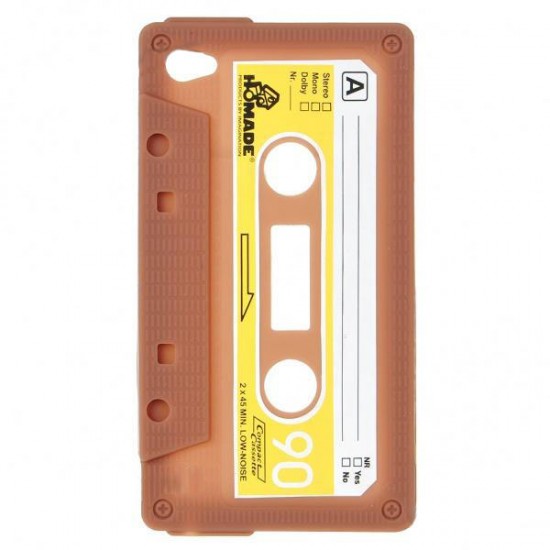 Unique Retro Cassette Tape Silicon Case For iPod Touch 4 Coffee