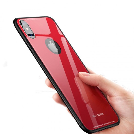 Bakeey™ Tempered Glass Mirror Back TPU Frame Protective Case for iPhone X/7/8 7Plus/8Plus 6/6s Plus