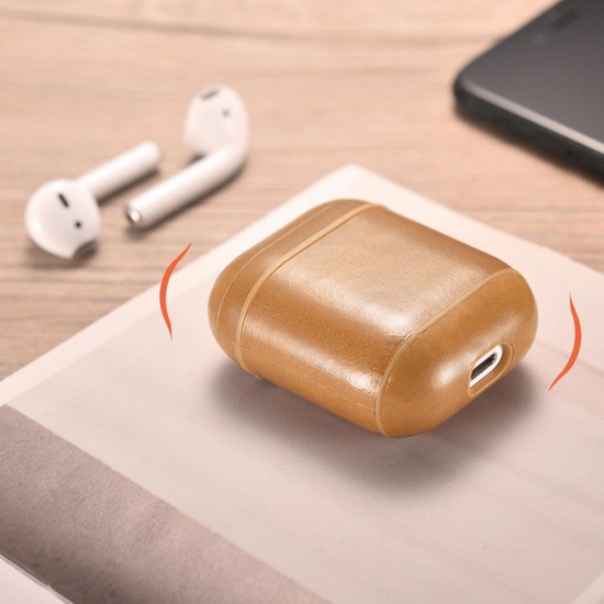 Genuine Leather Shockproof Earphone Protective Case For Apple AirPods