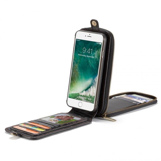 Caseme Multifunctional Detachable Zipper Wallet Card Slots Case For iPhone 7 & 8