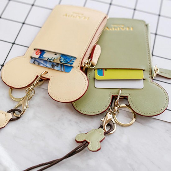 Cute Animal Shape Card Holder Wallet Purse Neck Wallet Lanyard Wallet for Women