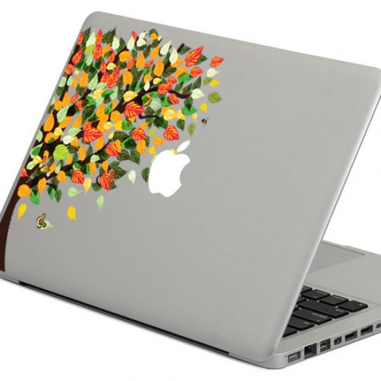 PAG Rainbow Tree Decorative Laptop Decal Removable Bubble Free Self-adhesive Partial Color Skin