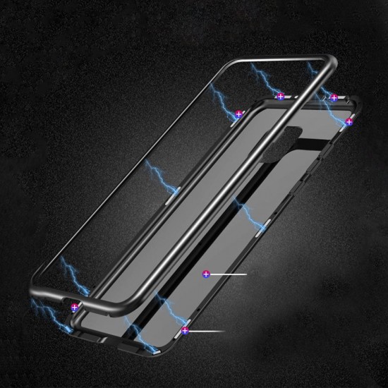 Bakeey 360° Magnetic Adsorption Flip Metal Tempered Glass Protective Case for Huawei Mate 20