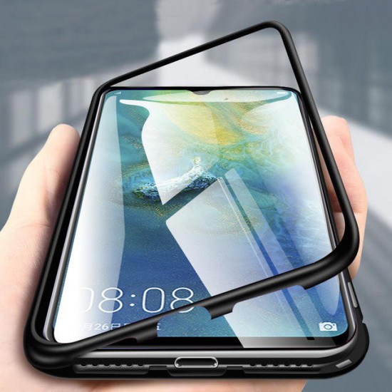 Bakeey 360° Magnetic Adsorption Flip Metal Tempered Glass Protective Case for Huawei Mate 20