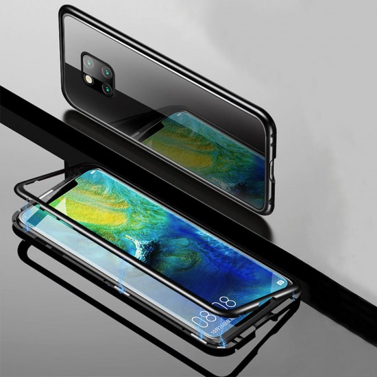 Bakeey 360° Magnetic Adsorption Flip Metal Tempered Glass Protective Case for Huawei Mate 20 Pro