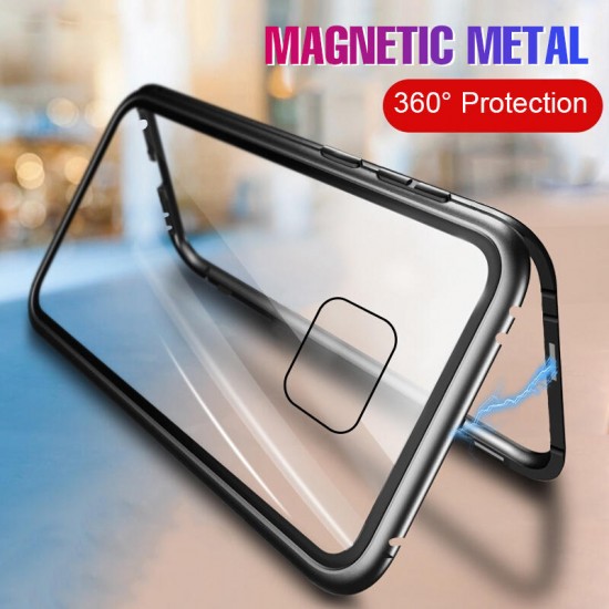 Bakeey 360° Magnetic Adsorption Flip Metal Tempered Glass Protective Case for Huawei Mate 20 Pro