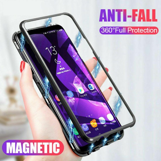 Bakeey 360° Magnetic Adsorption Metal Tempered Glass Flip Protective Case for Huawei Mate 20 Lite