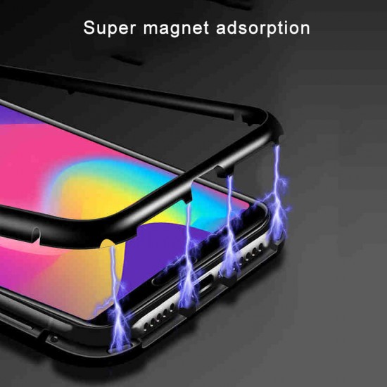Bakeey 360° Magnetic Adsorption Metal Tempered Glass Flip Protective Case for Huawei Y9 2019