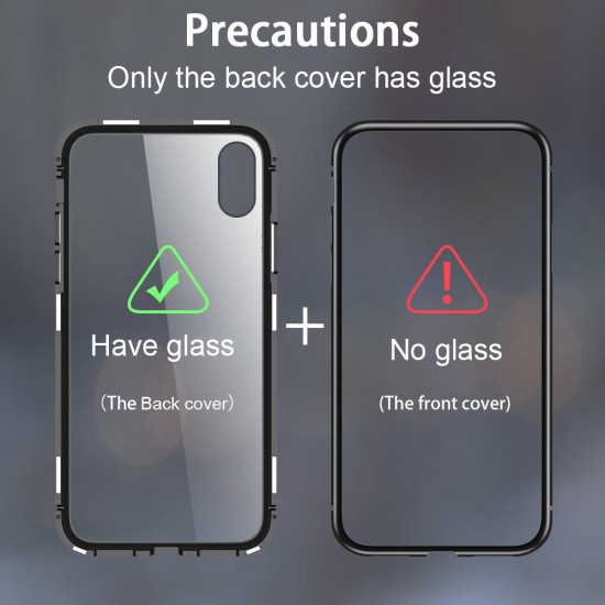 Bakeey 360° Magnetic Adsorption Metal Tempered Glass Flip Protective Case for Huawei Y9 2019