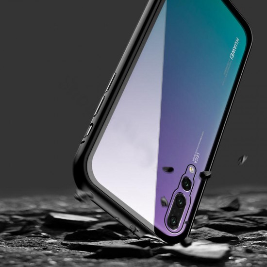 Bakeey 360° Magnetic Adsorption Metal Tempered Glass Protective Case for Huawei P20/P20 Lite/P20 Pro