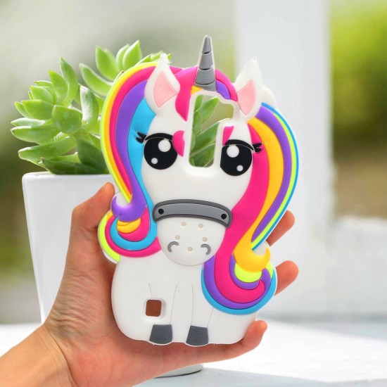 3D Cute Unicorn Horse Silicone Phone Case Shell Cover For LG K7/Q7/K8