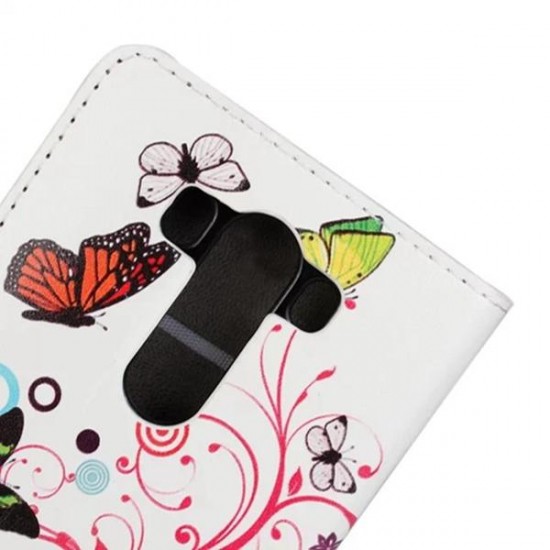 Fashion Butterfly Flower Print PU Protective Leather for LG G3