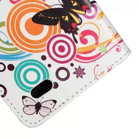 Fashion Butterfly Flower Print PU Protective Leather for LG G3