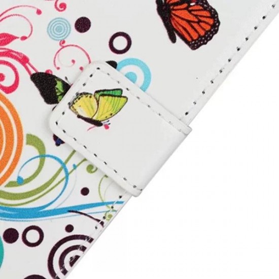 Fashion Butterfly Flower Print PU Protective Leather for LG G3