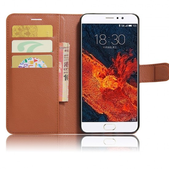 Litchi Flip Wallet Card Slots Bracket PU Leather Phone Case For Meizu Pro 6 Plus Global Version