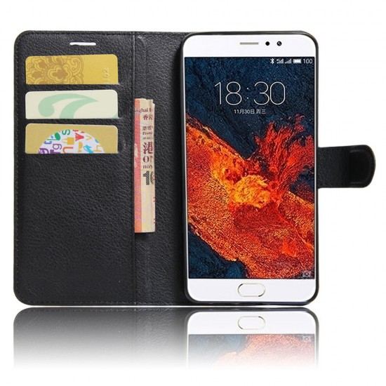 Litchi Flip Wallet Card Slots Bracket PU Leather Phone Case For Meizu Pro 6 Plus Global Version