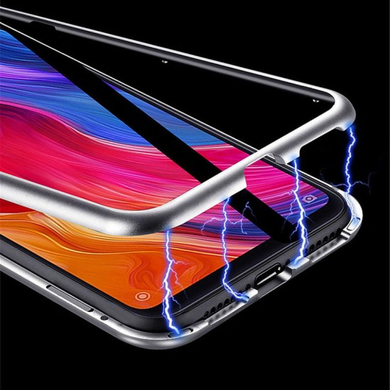 Bakeey 360° Magnetic Adsorption Flip Metal Clear Tempered Glass Protective Case for Xiaomi Mi8 Mi 8