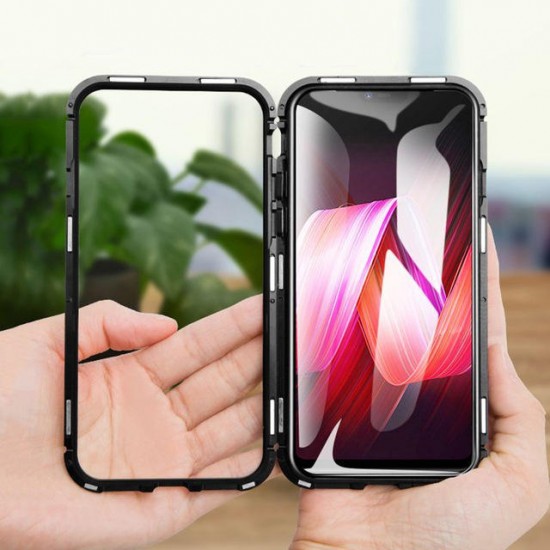 Bakeey 360° Magnetic Adsorption Flip Metal Clear Tempered Glass Protective Case for Xiaomi Mi8 Mi 8