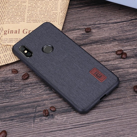 Bakeey Fabric Splice Protective Case+Tempered Glass Screen Protector For Xiaomi Redmi Note 6 Pro