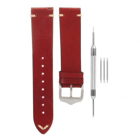 20mm 22mm Shock Resistant Leather Replacement Strap Watch Band Spring Pars Tool Wristband