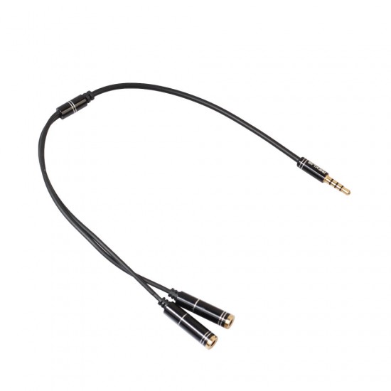3.5mm Headphone Jack + Mic Audio Splitter Gold-Plated Extension Aux Cable Adapter for Mobile Phone