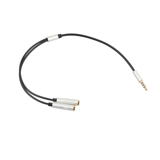 3.5mm Headphone Jack + Mic Audio Splitter Gold-Plated Extension Aux Cable Adapter for Mobile Phone