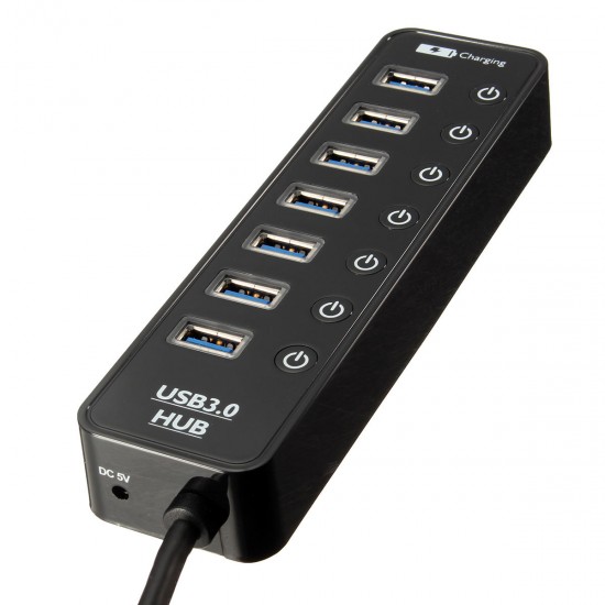 7 USB Ports Hub Extender splitter USB multi connector With US regulatory plug Adapter