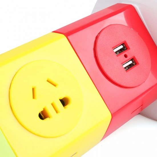 180 Degree 4 Outlet Power Strip Rotation Socket Upright Type Colorful Strip Max Load 2500W Power