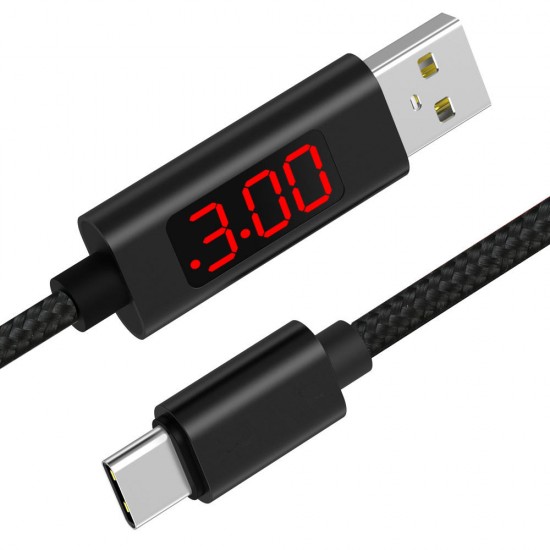 1M Data Cable 3A Type C Voltage Current LED Display Nylon Charging Data Cable for Samsung Xiaomi